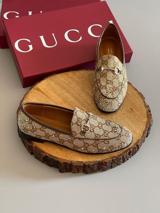 Crystal Embellished Canvas Loafers - Faizah Outlet