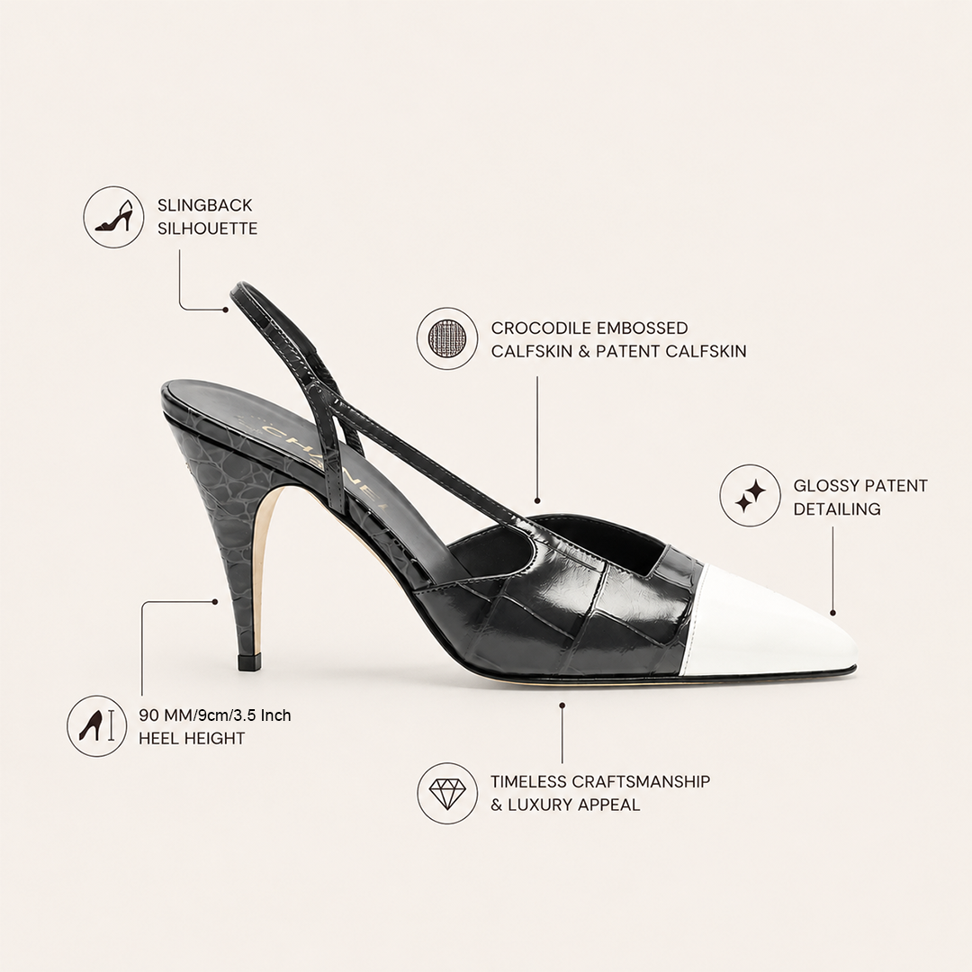 Croc Embossed Slingback Pumps