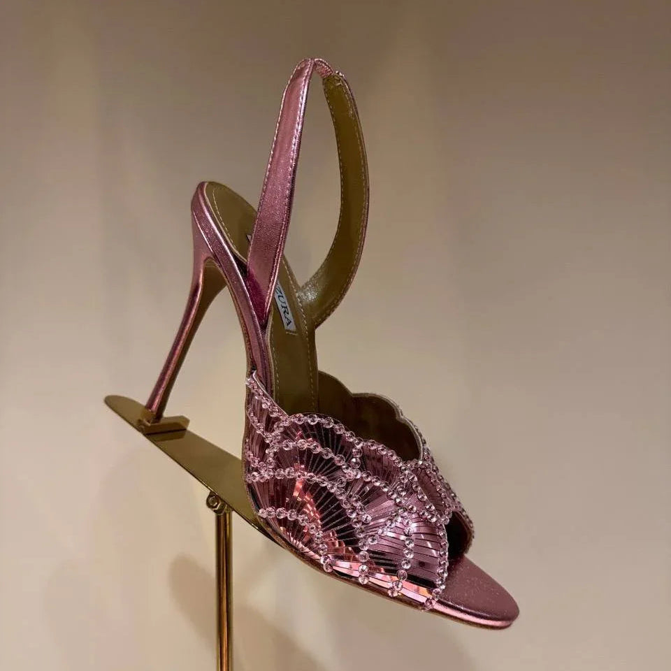 Crystal Strap Mules - Faizah Outlet