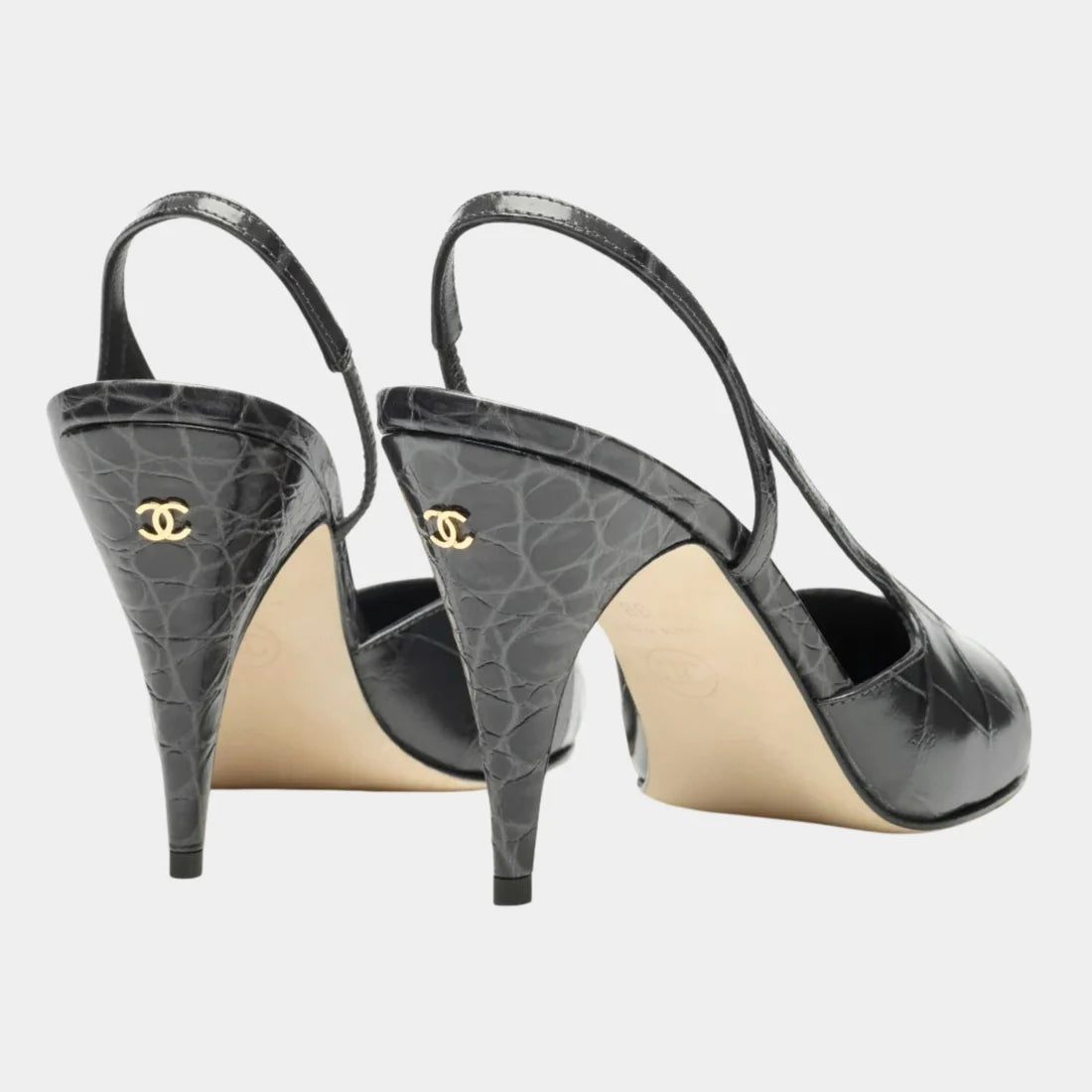 Croc Embossed Slingback Pumps