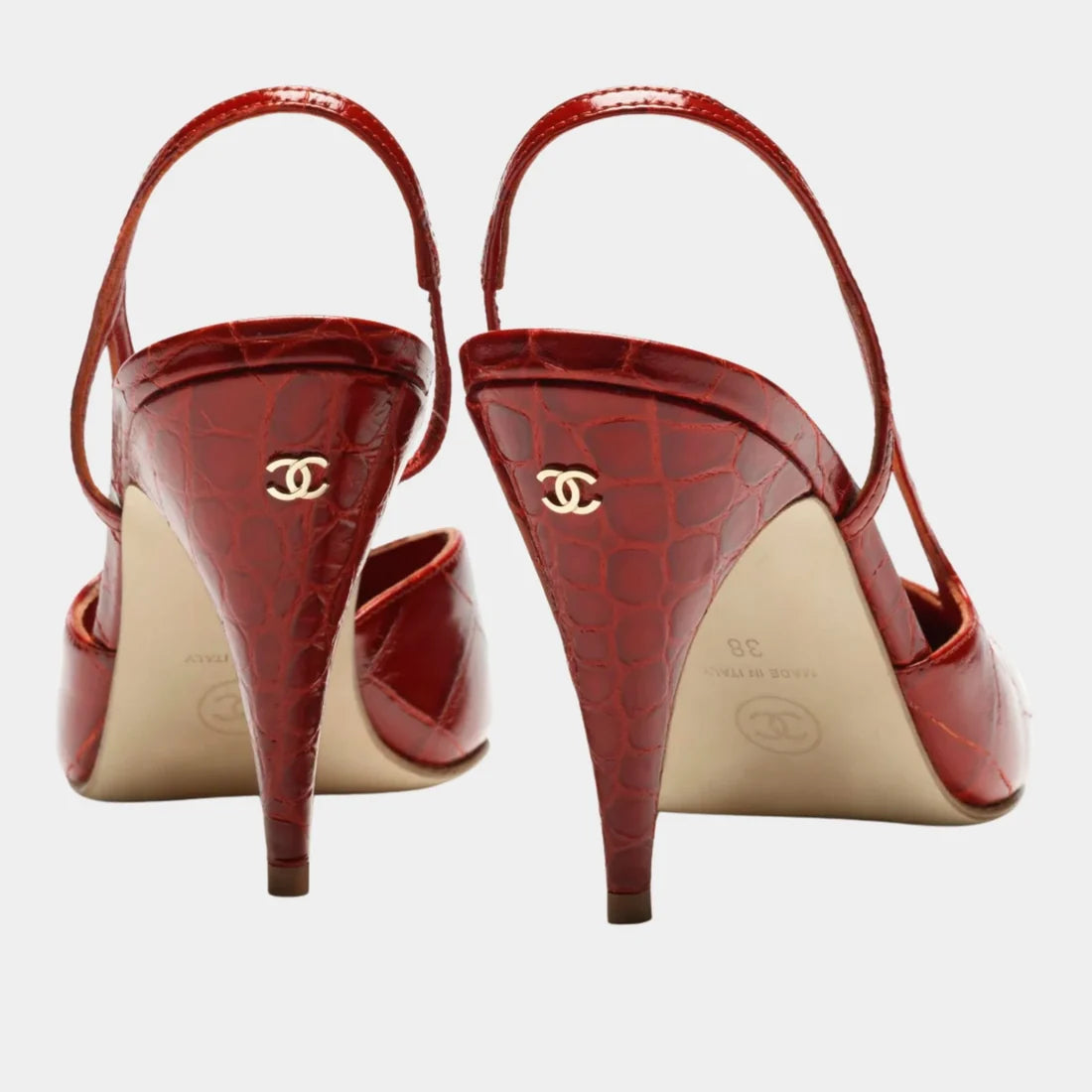 Croc Embossed Slingback Pumps