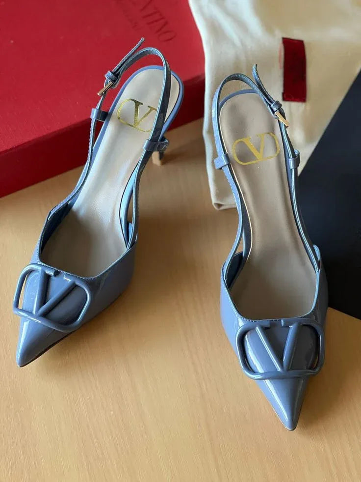Studded Leather Heels - Faizah Outlet