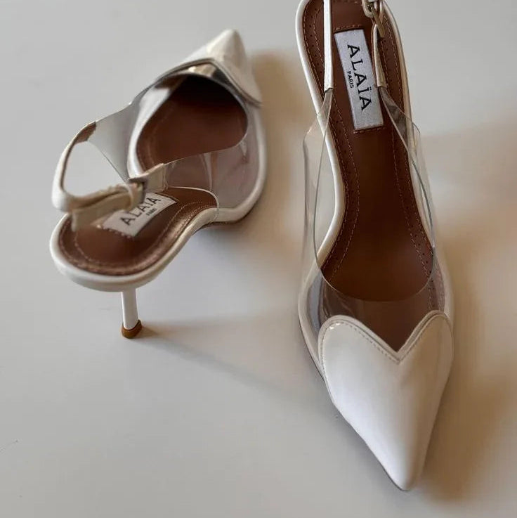 Sculpted Leather Heels - Faizah Outlet