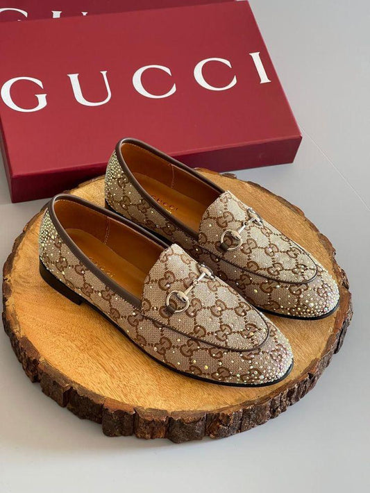 Crystal Embellished Canvas Loafers - Faizah Outlet