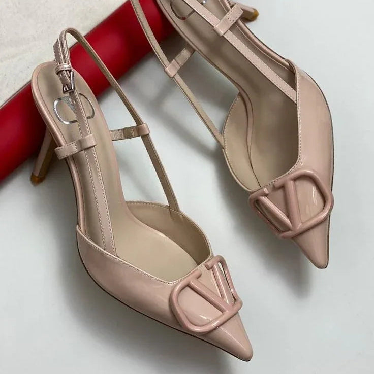 Studded Leather Heels - Faizah Outlet