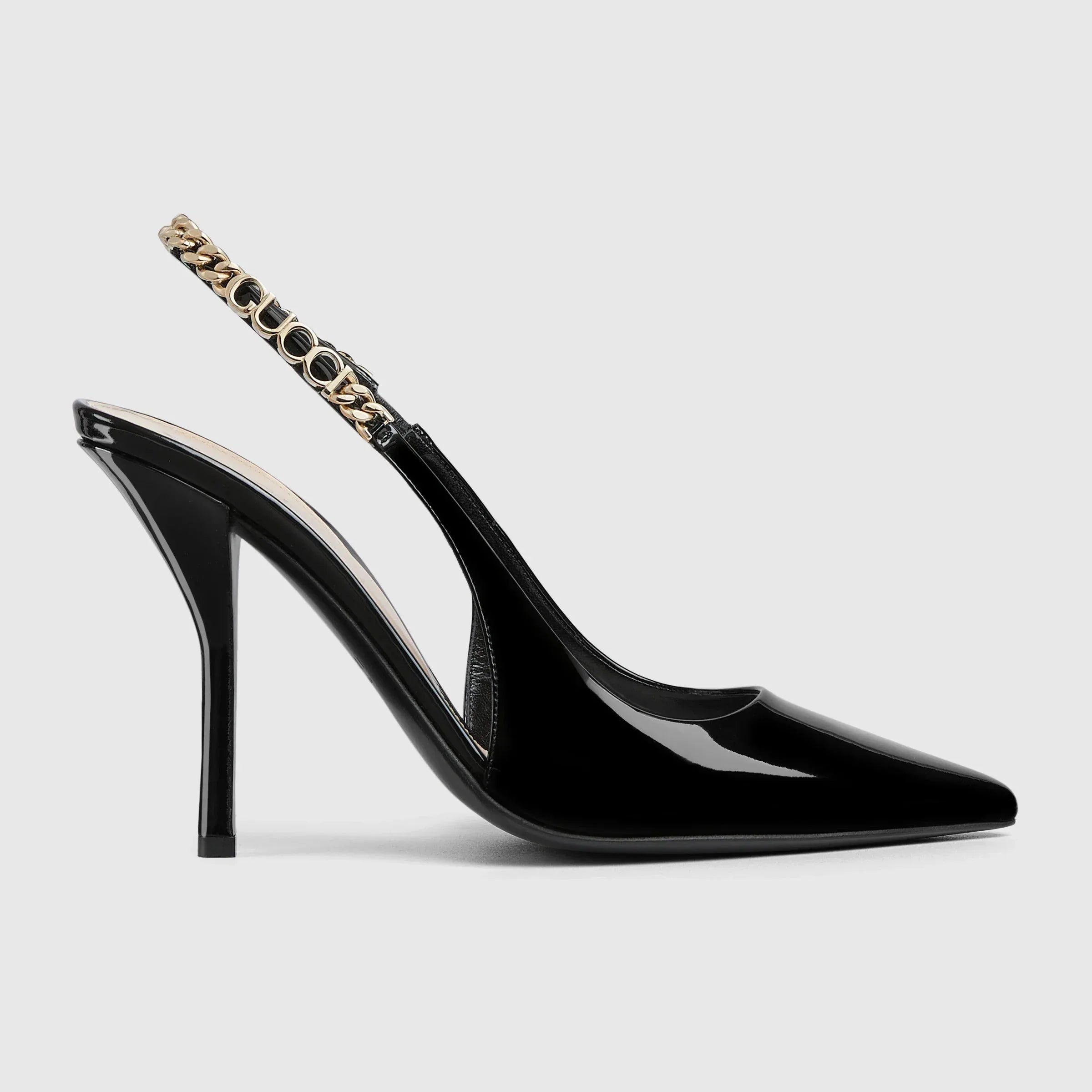 Luxury Patent Leather Chain-Link Pumps
