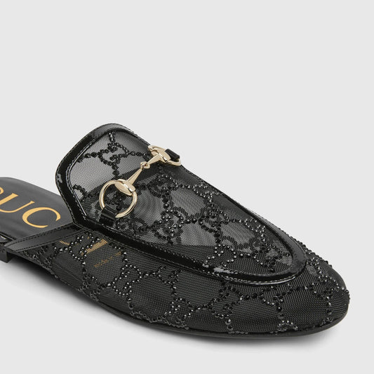 Crystal Backless Loafer Slippers - Faizah Outlet