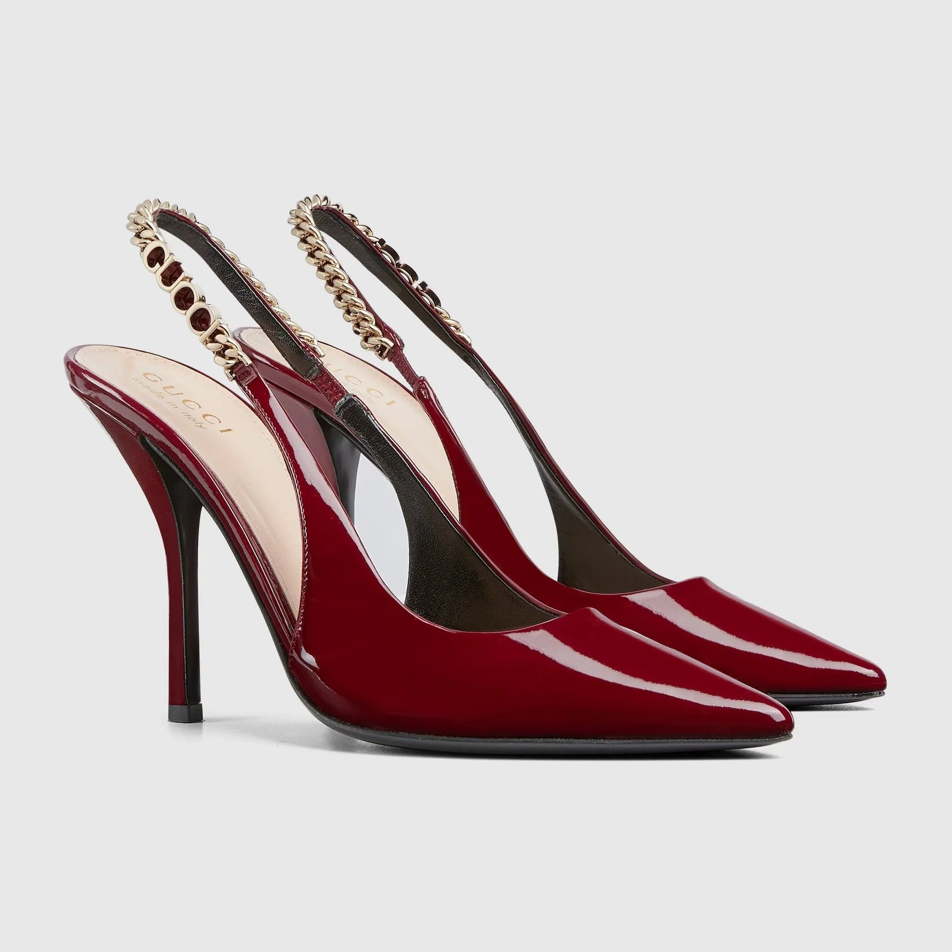 Luxury Patent Leather Chain-Link Pumps - Faizah Outlet