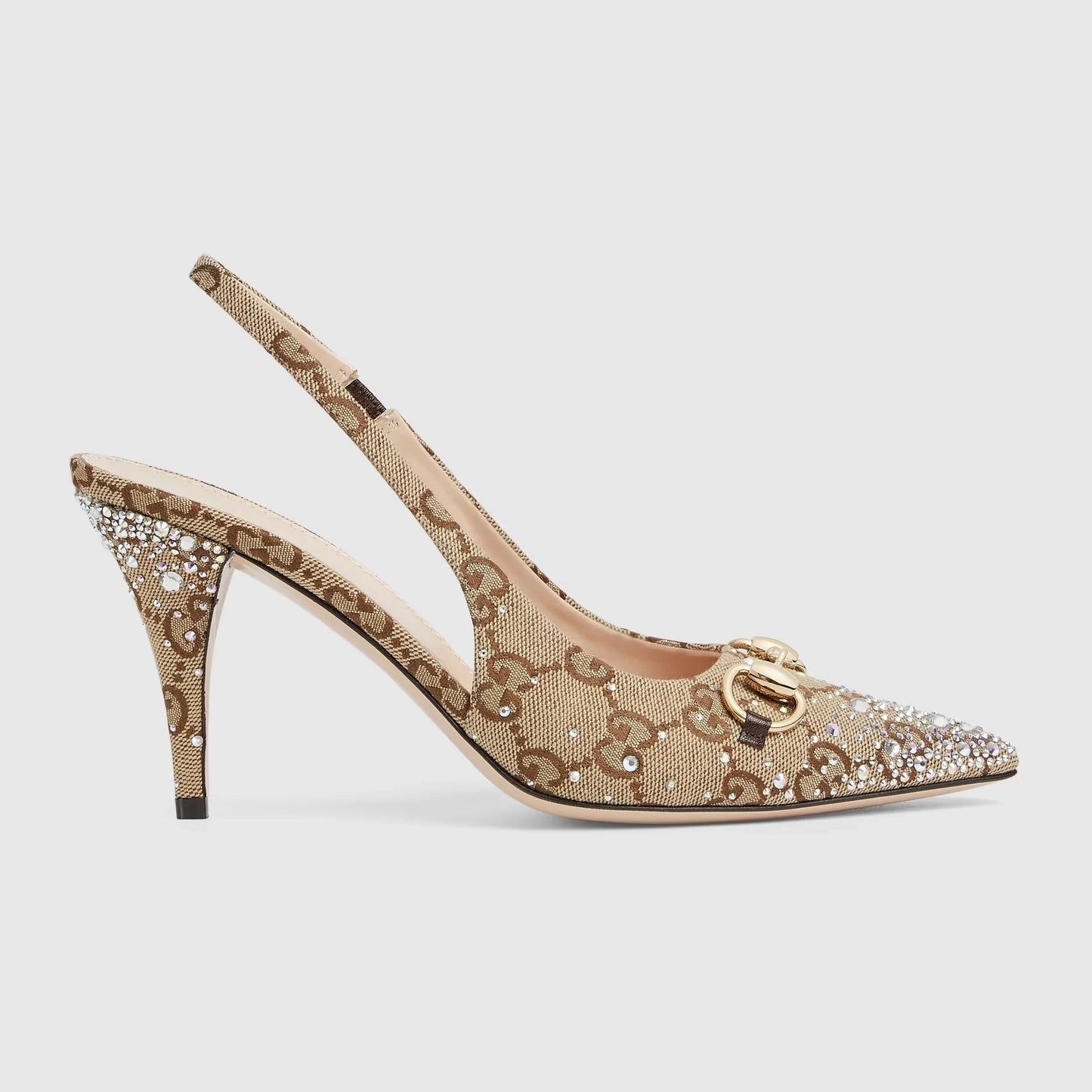 Horsebit Canvas Backstrap Heels - Faizah Outlet
