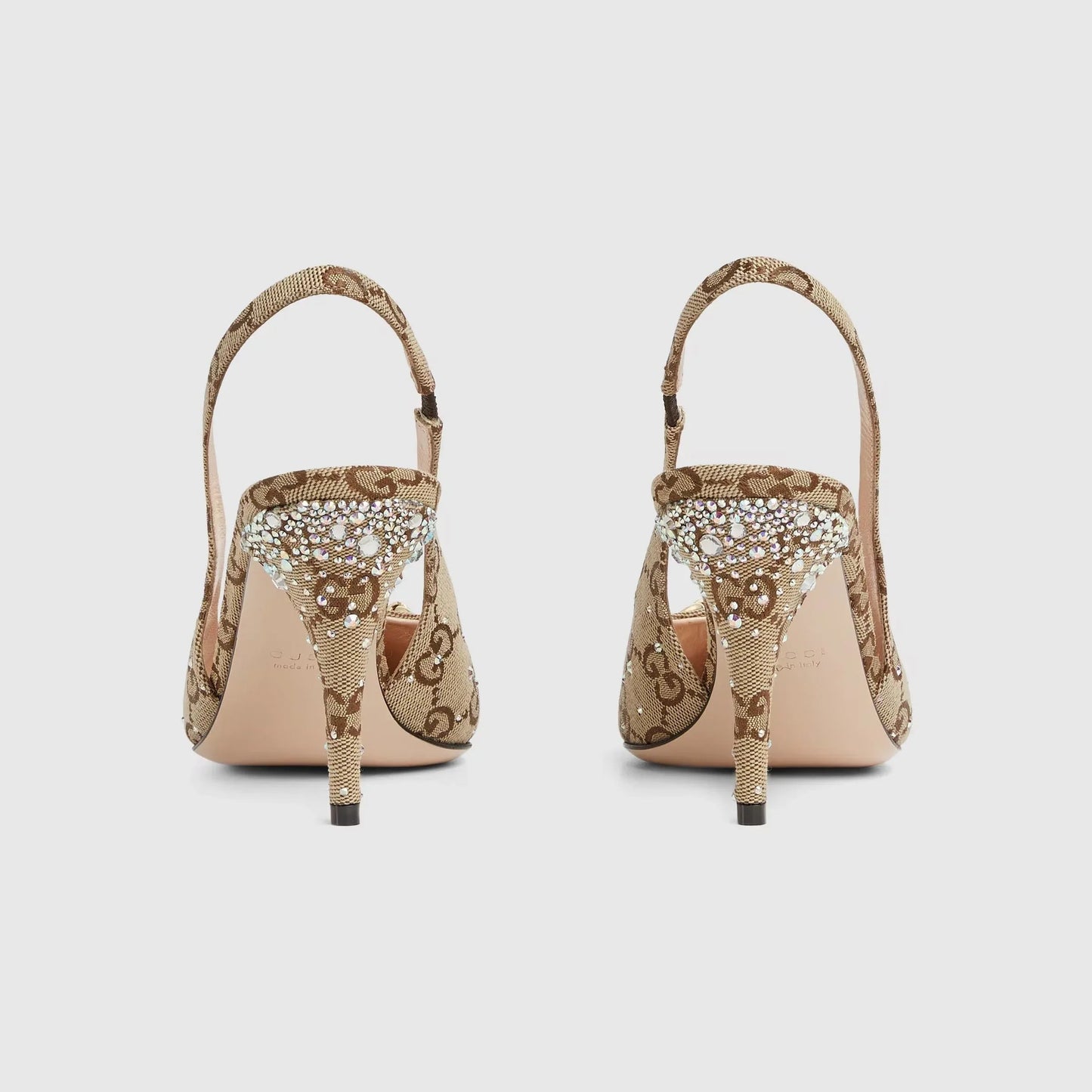 Horsebit Canvas Backstrap Heels - Faizah Outlet
