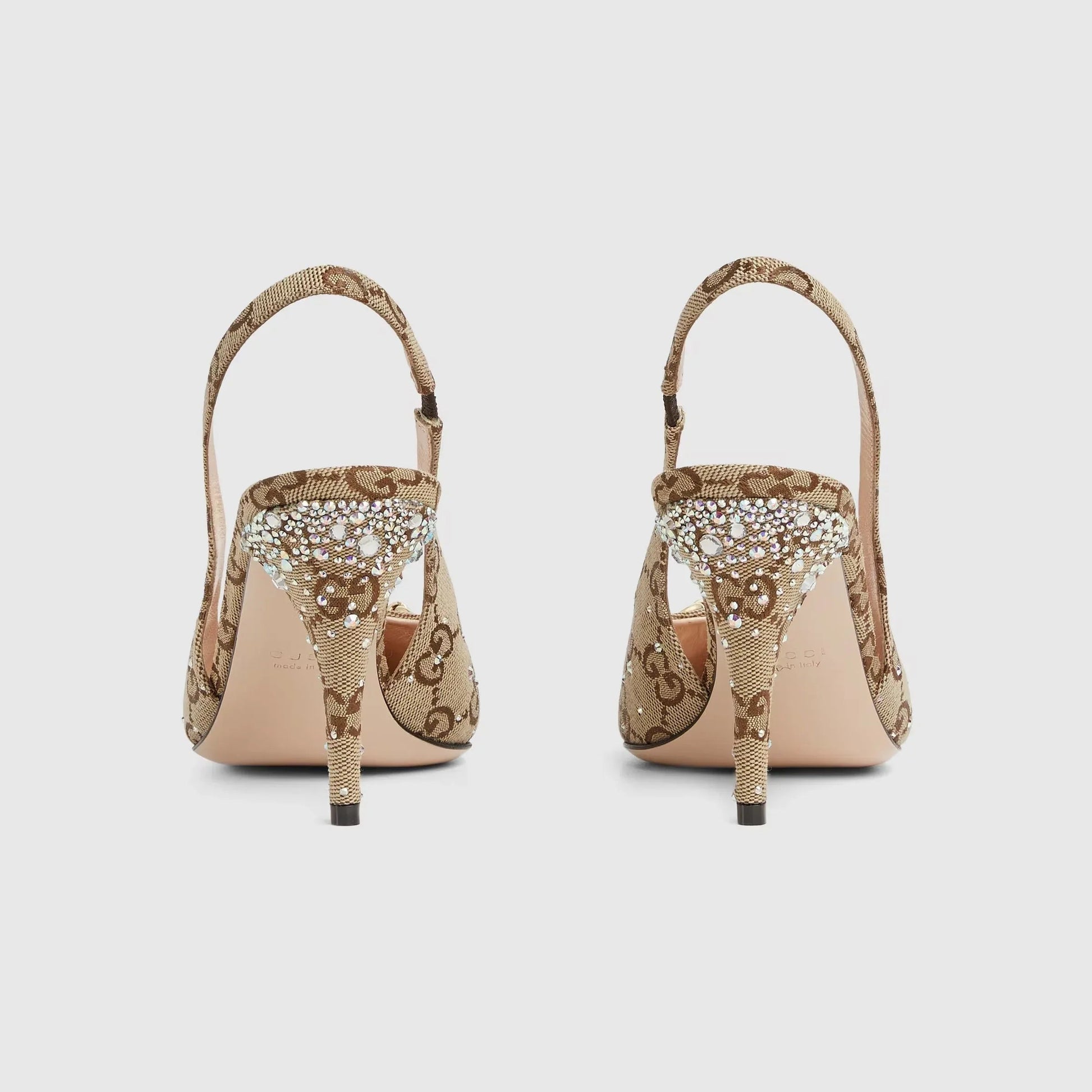 Horsebit Canvas Backstrap Heels - Faizah Outlet