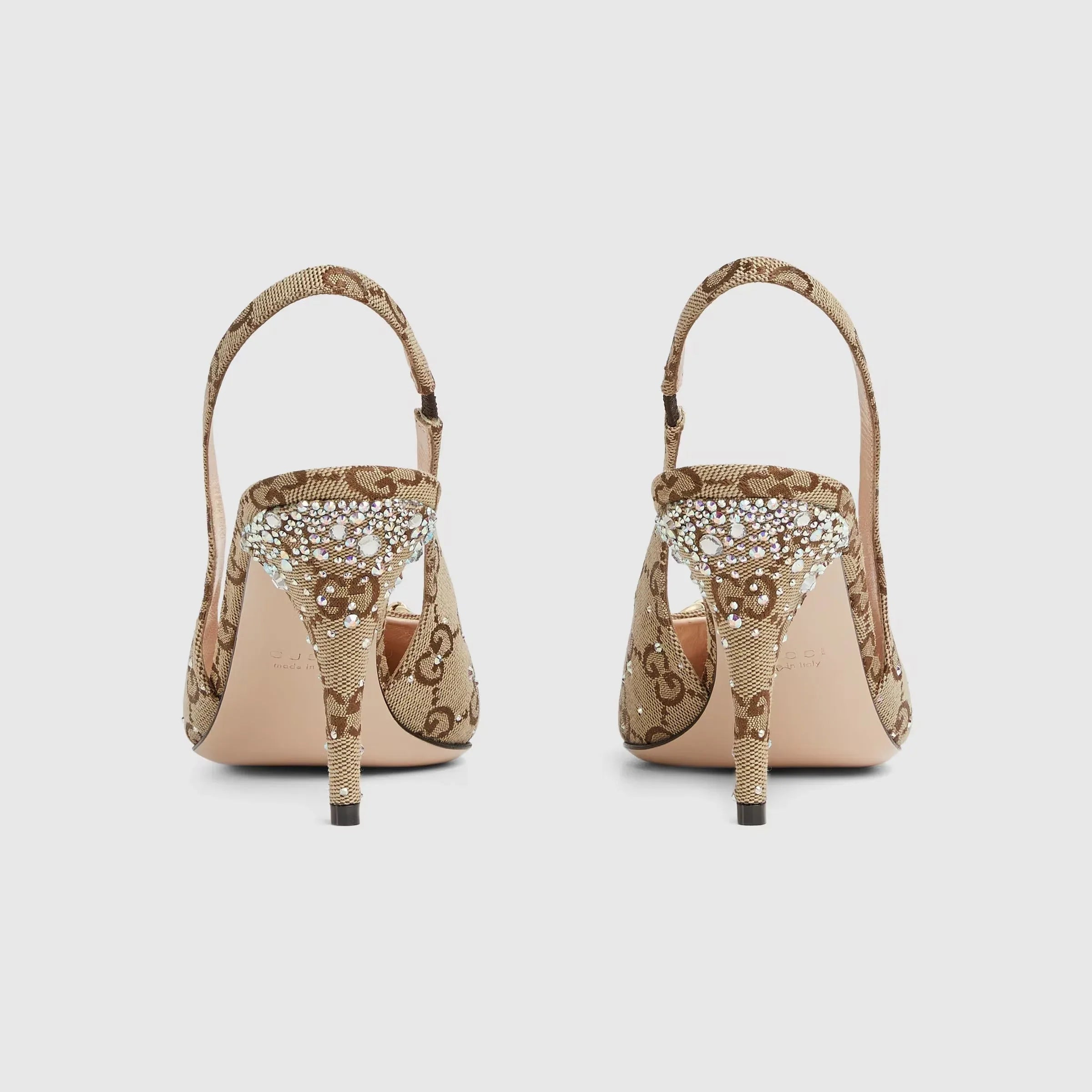 Horsebit Canvas Backstrap Heels - Faizah Outlet