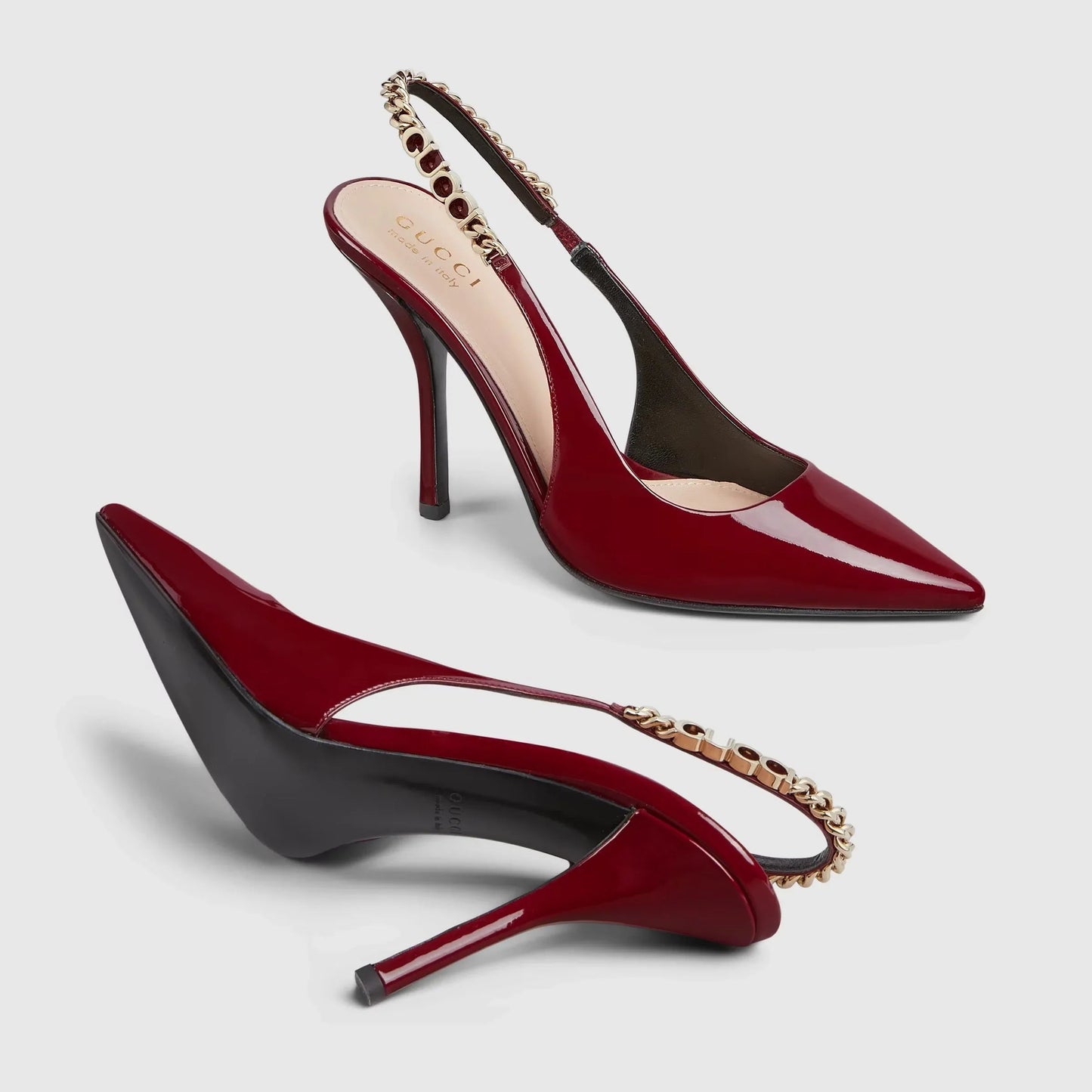 Luxury Patent Leather Chain-Link Pumps - Faizah Outlet
