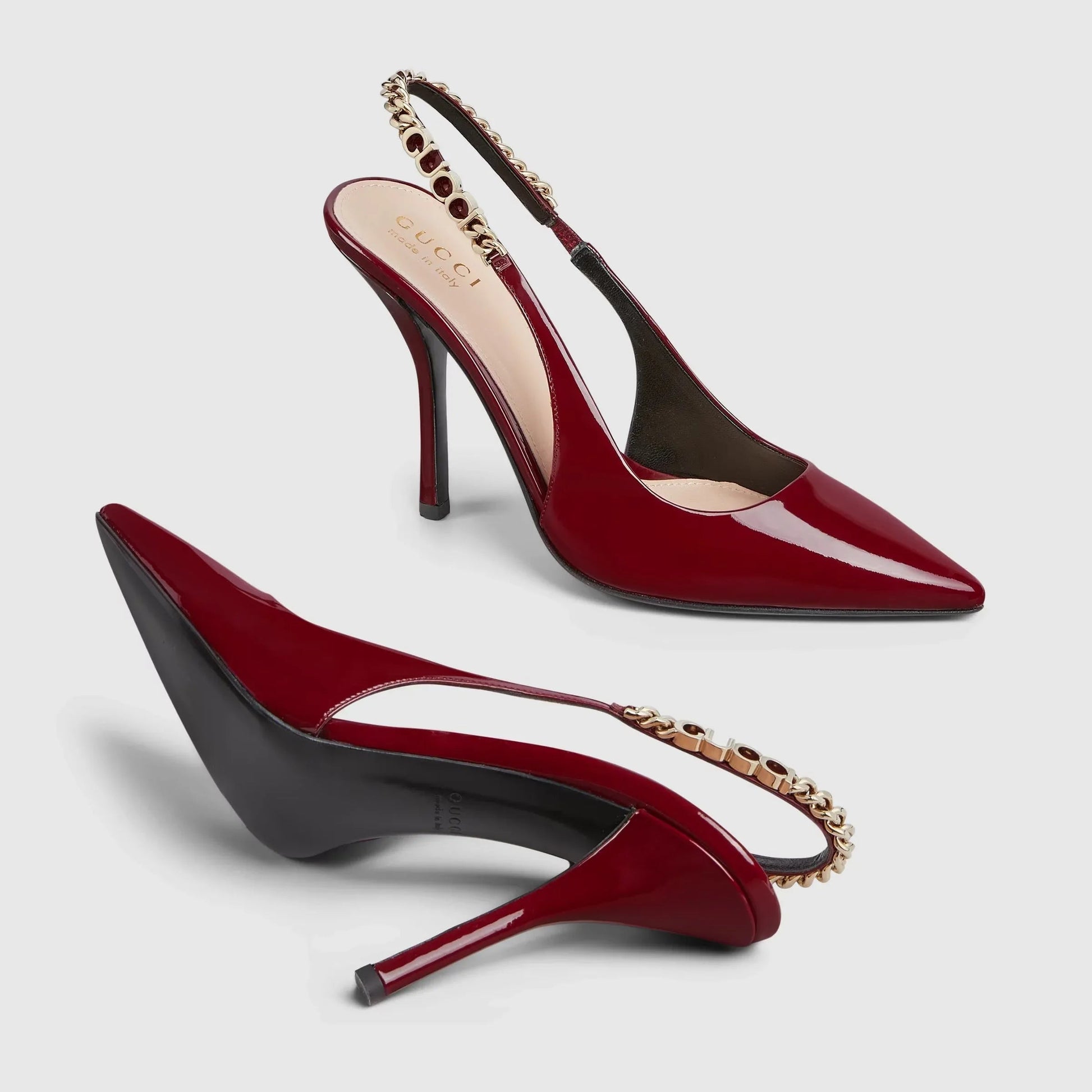 Luxury Patent Leather Chain-Link Pumps - Faizah Outlet