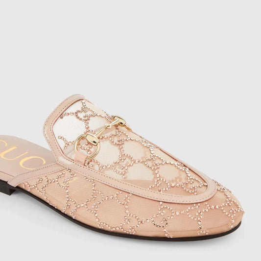Crystal Backless Loafer Slippers - Faizah Outlet