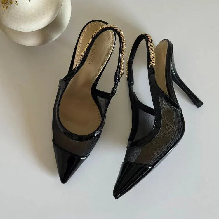 Mesh High Heel Slingbacks - Faizah Outlet
