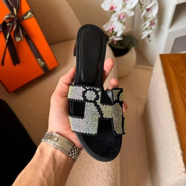 Rhinestone Slide Heels - Faizah Outlet