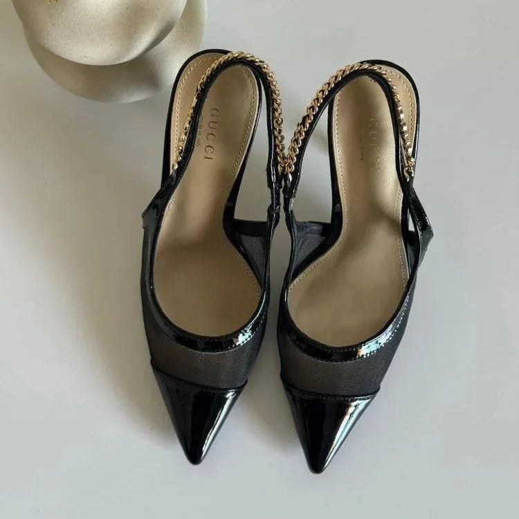 Mesh High Heel Slingbacks