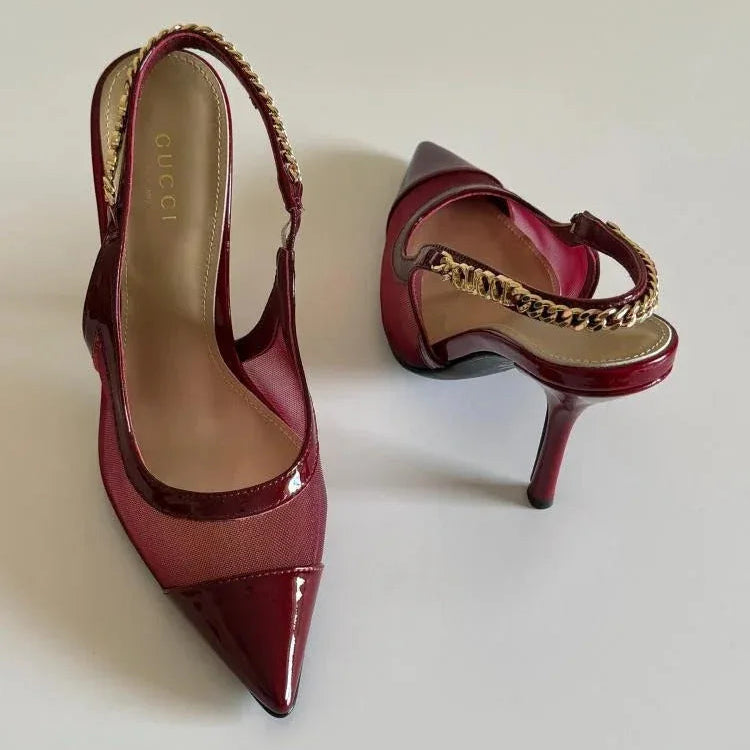 Mesh High Heel Slingbacks